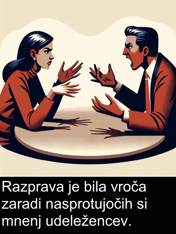nasprotujočih: Razprava je bila vroča zaradi nasprotujočih si mnenj udeležencev.