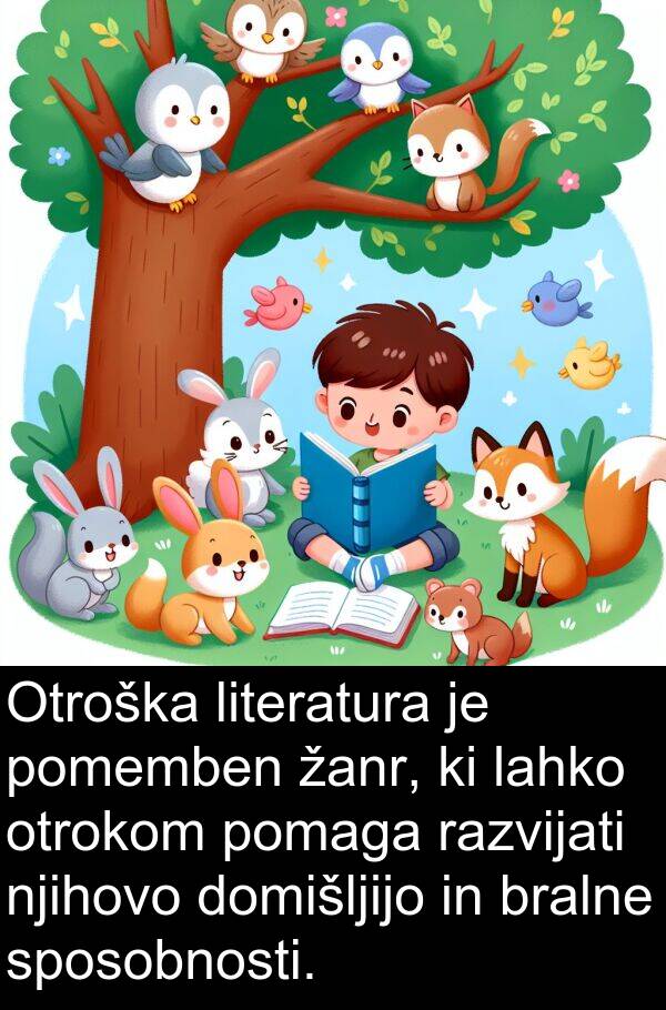 žanr: Otroška literatura je pomemben žanr, ki lahko otrokom pomaga razvijati njihovo domišljijo in bralne sposobnosti.