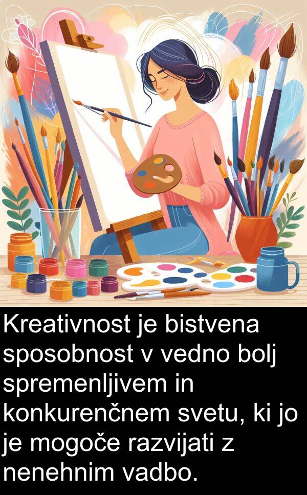 mogoče: Kreativnost je bistvena sposobnost v vedno bolj spremenljivem in konkurenčnem svetu, ki jo je mogoče razvijati z nenehnim vadbo.