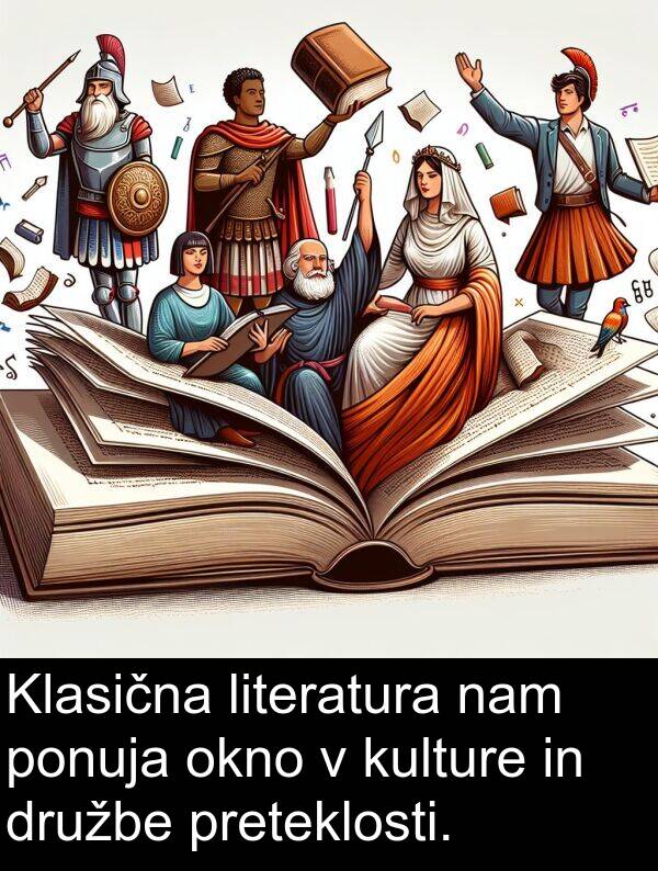 kulture: Klasična literatura nam ponuja okno v kulture in družbe preteklosti.