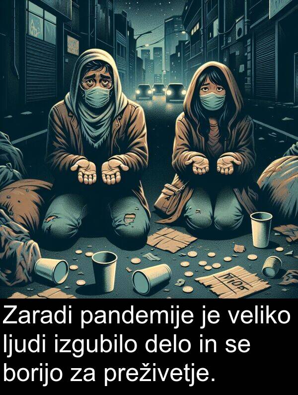pandemije: Zaradi pandemije je veliko ljudi izgubilo delo in se borijo za preživetje.