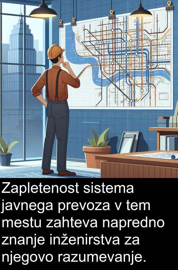 mestu: Zapletenost sistema javnega prevoza v tem mestu zahteva napredno znanje inženirstva za njegovo razumevanje.
