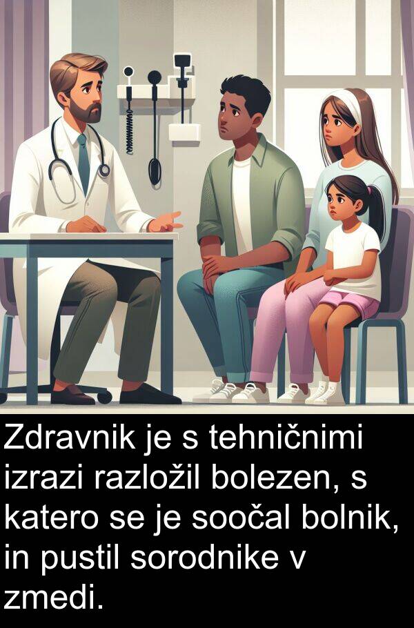 sorodnike: Zdravnik je s tehničnimi izrazi razložil bolezen, s katero se je soočal bolnik, in pustil sorodnike v zmedi.