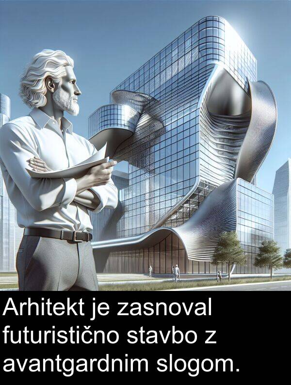 stavbo: Arhitekt je zasnoval futuristično stavbo z avantgardnim slogom.