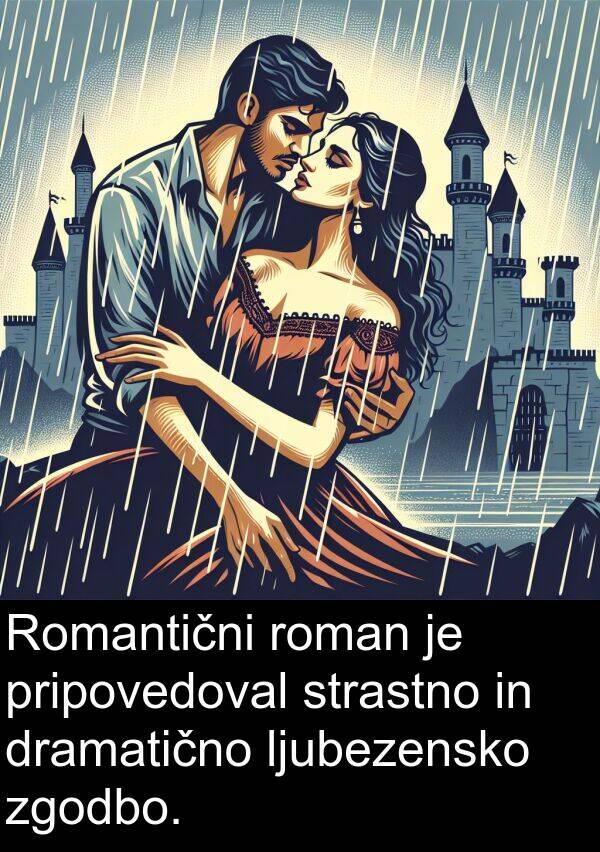 strastno: Romantični roman je pripovedoval strastno in dramatično ljubezensko zgodbo.