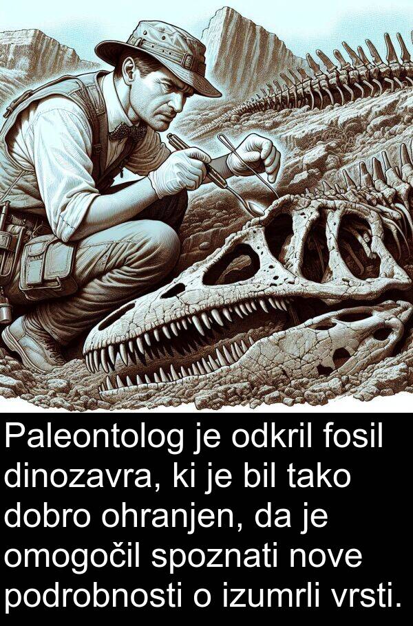 spoznati: Paleontolog je odkril fosil dinozavra, ki je bil tako dobro ohranjen, da je omogočil spoznati nove podrobnosti o izumrli vrsti.