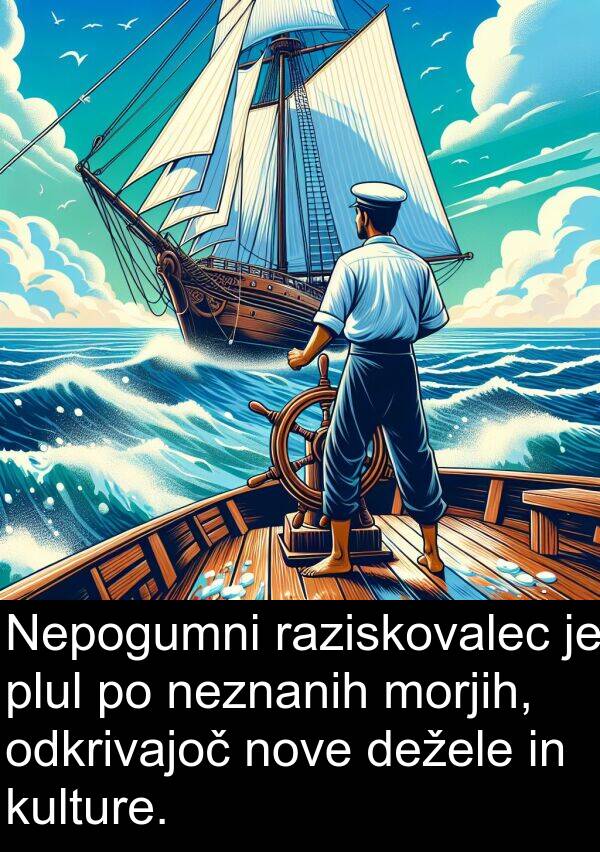 kulture: Nepogumni raziskovalec je plul po neznanih morjih, odkrivajoč nove dežele in kulture.