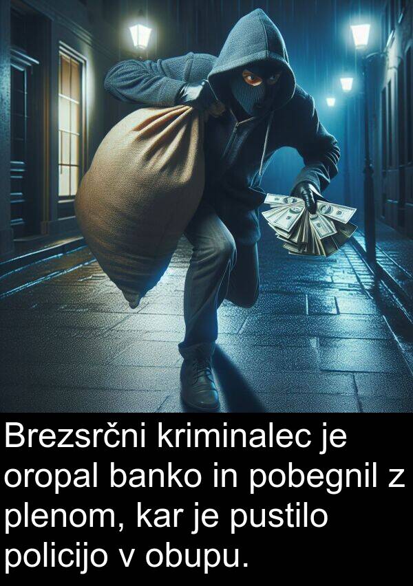 banko: Brezsrčni kriminalec je oropal banko in pobegnil z plenom, kar je pustilo policijo v obupu.