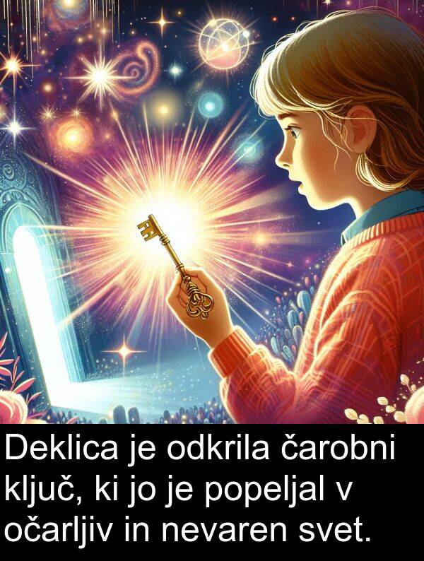 očarljiv: Deklica je odkrila čarobni ključ, ki jo je popeljal v očarljiv in nevaren svet.