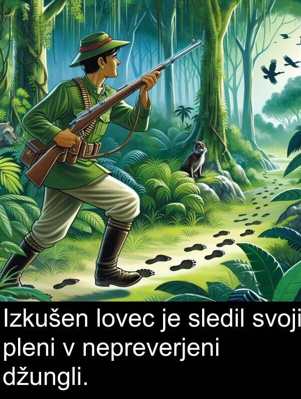 nepreverjeni: Izkušen lovec je sledil svoji pleni v nepreverjeni džungli.
