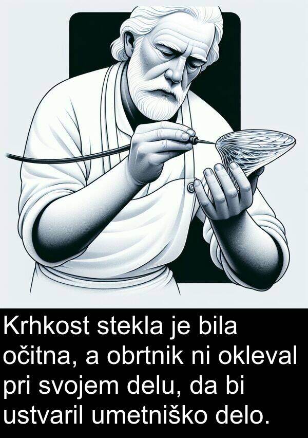 stekla: Krhkost stekla je bila očitna, a obrtnik ni okleval pri svojem delu, da bi ustvaril umetniško delo.