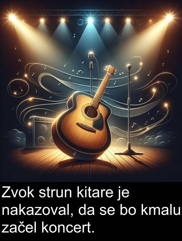 koncert: Zvok strun kitare je nakazoval, da se bo kmalu začel koncert.