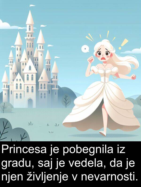 življenje: Princesa je pobegnila iz gradu, saj je vedela, da je njen življenje v nevarnosti.