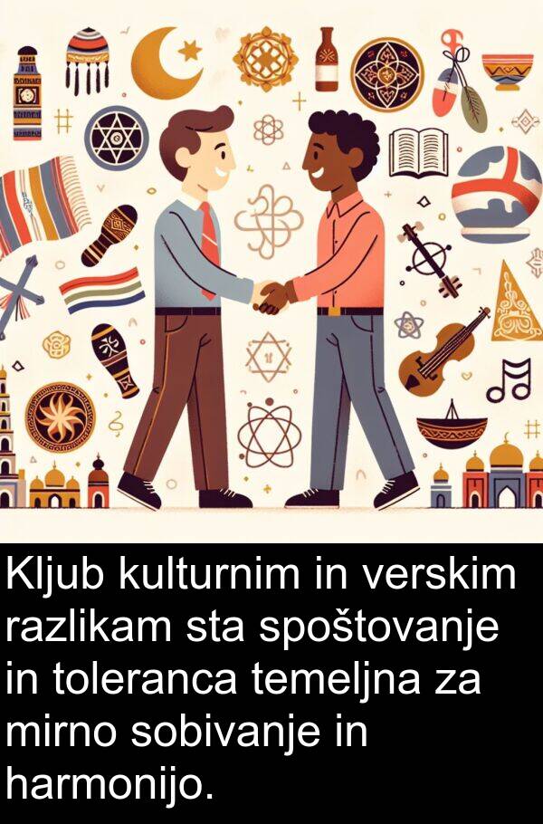 harmonijo: Kljub kulturnim in verskim razlikam sta spoštovanje in toleranca temeljna za mirno sobivanje in harmonijo.