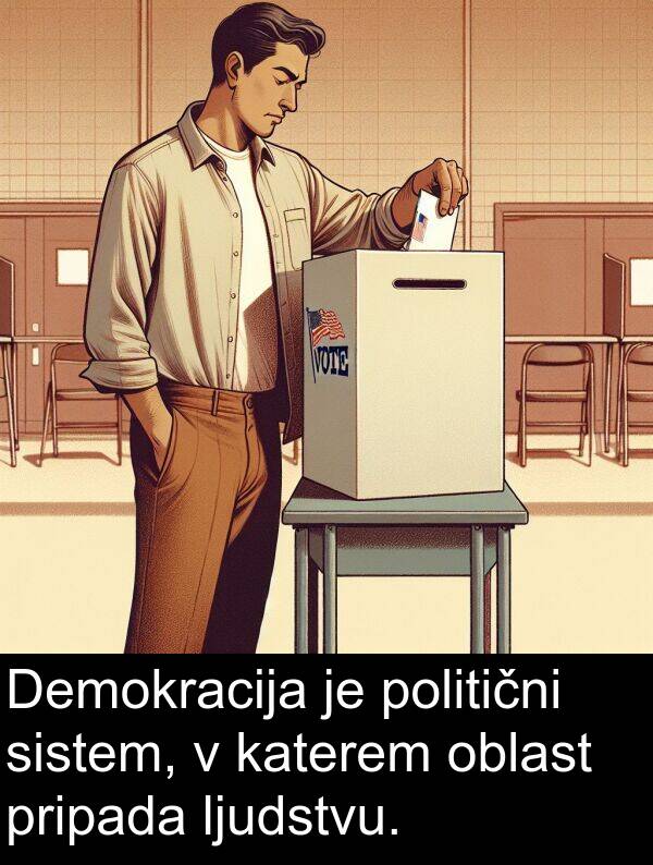 oblast: Demokracija je politični sistem, v katerem oblast pripada ljudstvu.