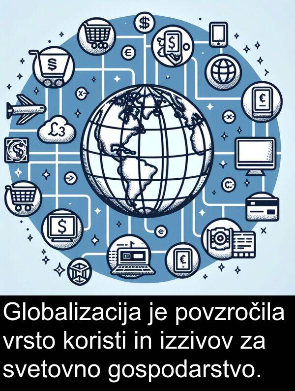 svetovno: Globalizacija je povzročila vrsto koristi in izzivov za svetovno gospodarstvo.