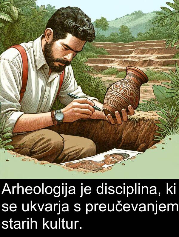 kultur: Arheologija je disciplina, ki se ukvarja s preučevanjem starih kultur.