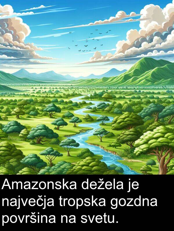 svetu: Amazonska dežela je največja tropska gozdna površina na svetu.