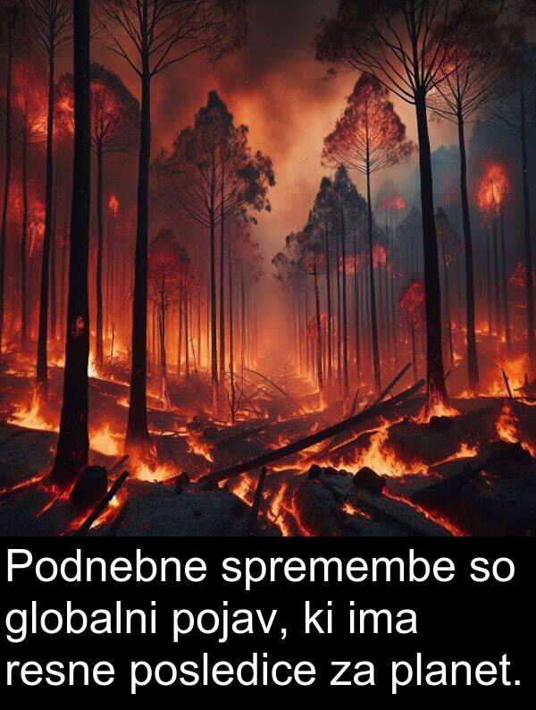 spremembe: Podnebne spremembe so globalni pojav, ki ima resne posledice za planet.
