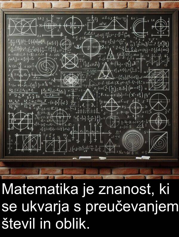 števil: Matematika je znanost, ki se ukvarja s preučevanjem števil in oblik.