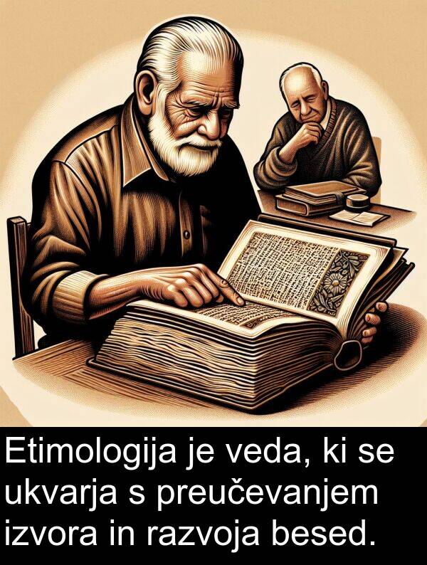 besed: Etimologija je veda, ki se ukvarja s preučevanjem izvora in razvoja besed.