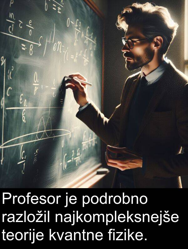razložil: Profesor je podrobno razložil najkompleksnejše teorije kvantne fizike.