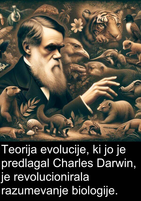 predlagal: Teorija evolucije, ki jo je predlagal Charles Darwin, je revolucionirala razumevanje biologije.