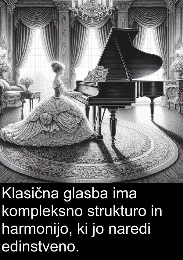 edinstveno: Klasična glasba ima kompleksno strukturo in harmonijo, ki jo naredi edinstveno.