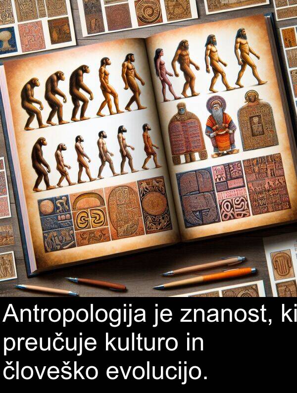 kulturo: Antropologija je znanost, ki preučuje kulturo in človeško evolucijo.