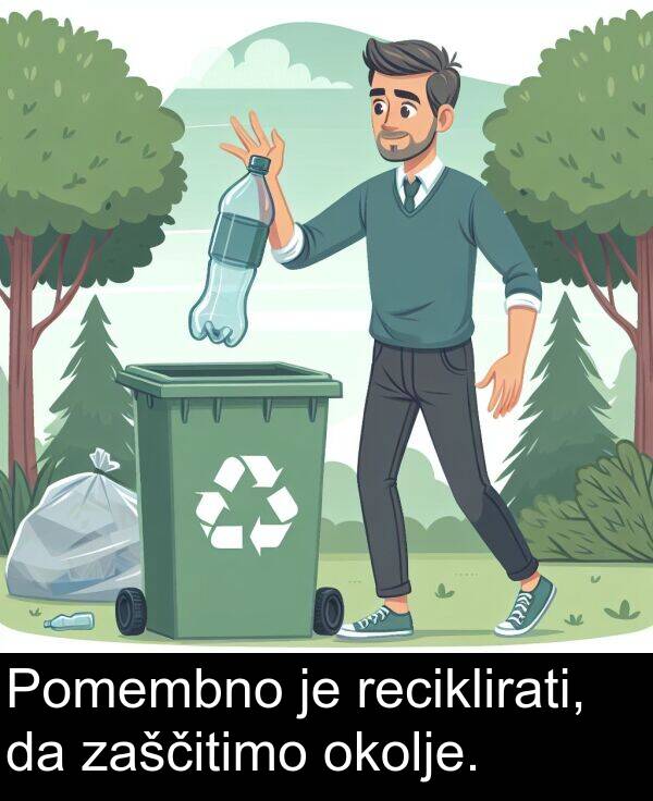 okolje: Pomembno je reciklirati, da zaščitimo okolje.