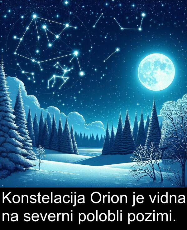 polobli: Konstelacija Orion je vidna na severni polobli pozimi.