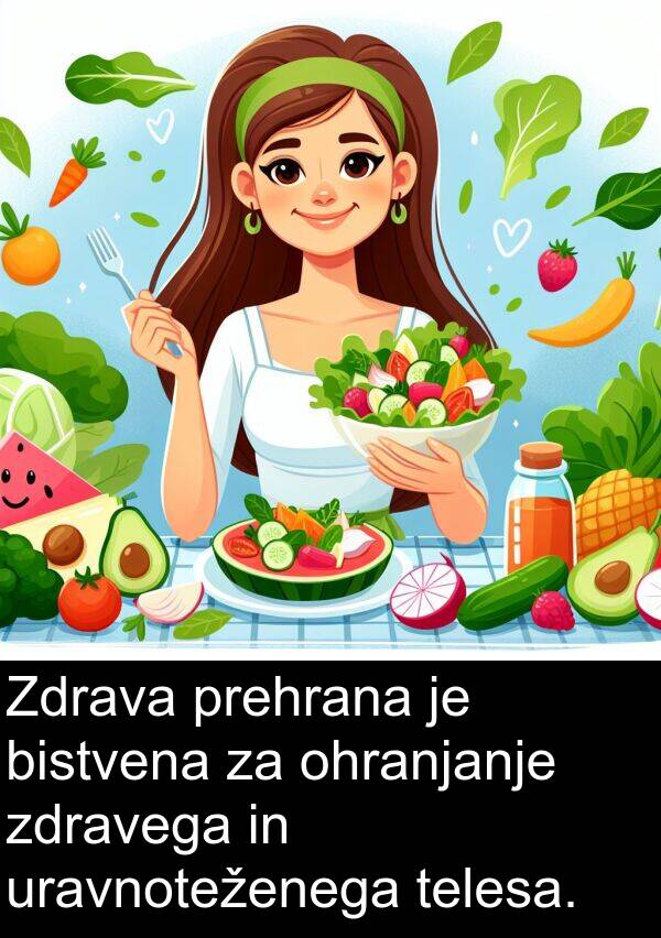 bistvena: Zdrava prehrana je bistvena za ohranjanje zdravega in uravnoteženega telesa.
