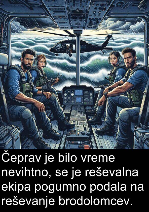 ekipa: Čeprav je bilo vreme nevihtno, se je reševalna ekipa pogumno podala na reševanje brodolomcev.