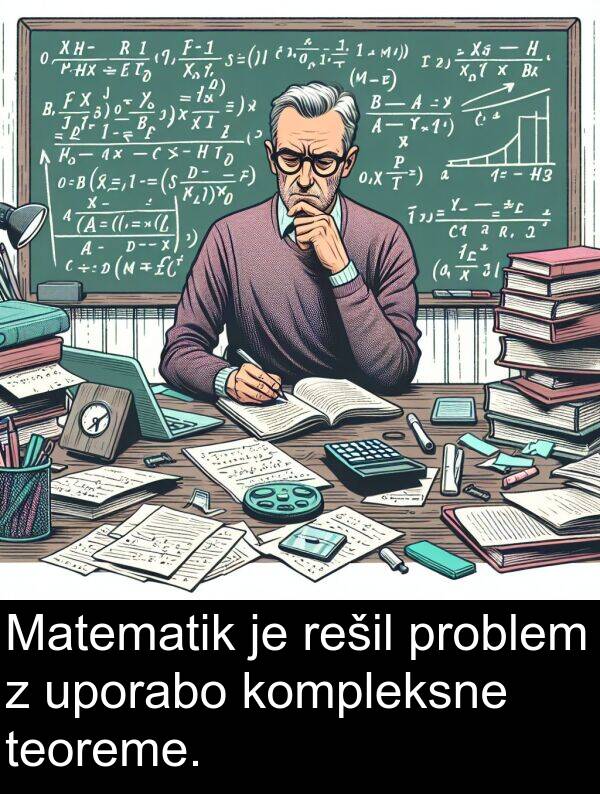 problem: Matematik je rešil problem z uporabo kompleksne teoreme.