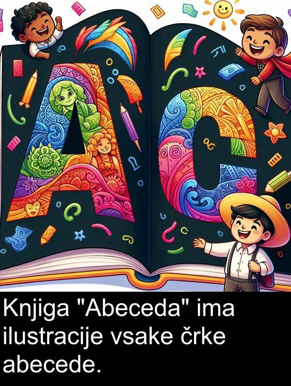 črke: Knjiga "Abeceda" ima ilustracije vsake črke abecede.