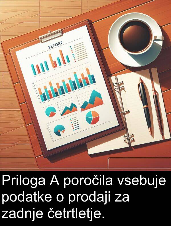 četrtletje: Priloga A poročila vsebuje podatke o prodaji za zadnje četrtletje.