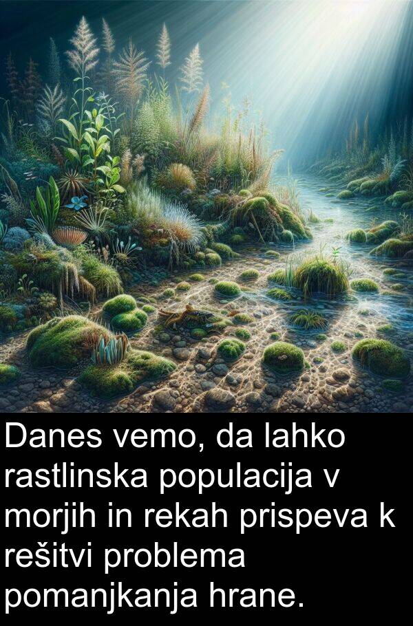 rastlinska: Danes vemo, da lahko rastlinska populacija v morjih in rekah prispeva k rešitvi problema pomanjkanja hrane.