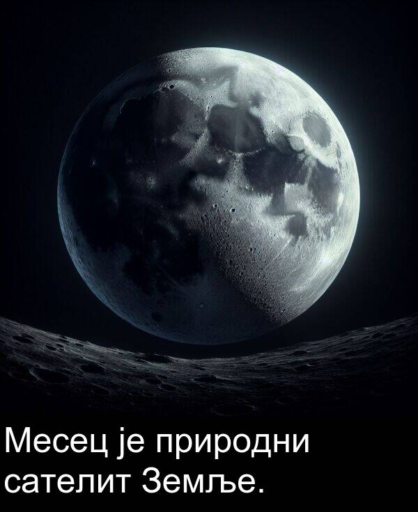 природни: Месец је природни сателит Земље.
