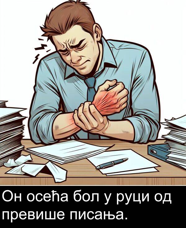 писања: Он осећа бол у руци од превише писања.