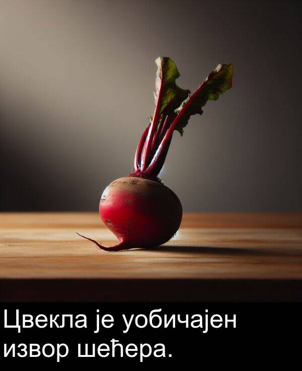 шећера: Цвекла је уобичајен извор шећера.