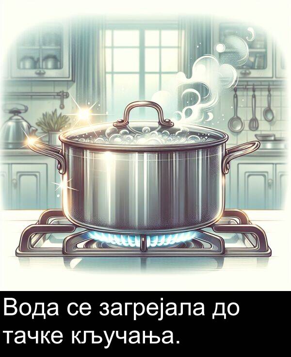 тачке: Вода се загрејала до тачке кључања.
