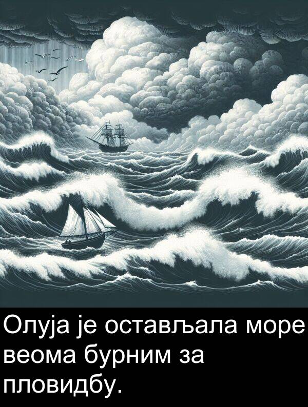 бурним: Олуја је остављала море веома бурним за пловидбу.