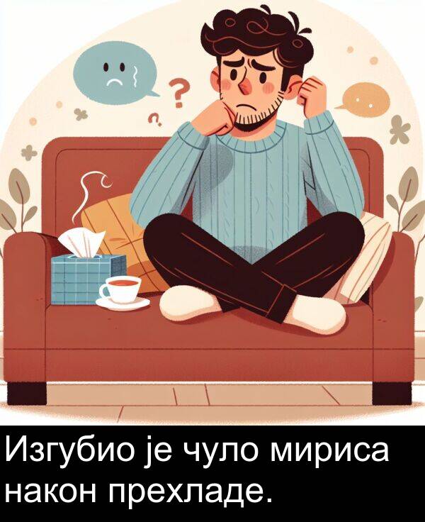 мириса: Изгубио је чуло мириса након прехладе.