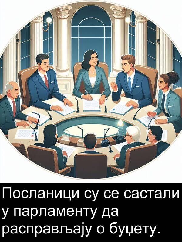 буџету: Посланици су се састали у парламенту да расправљају о буџету.