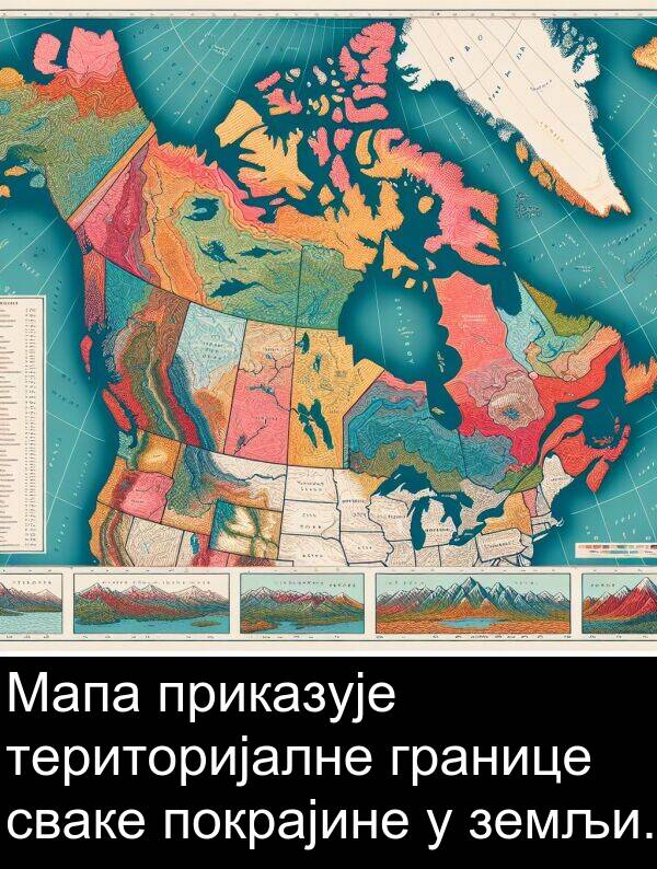 територијалне: Мапа приказује територијалне границе сваке покрајине у земљи.