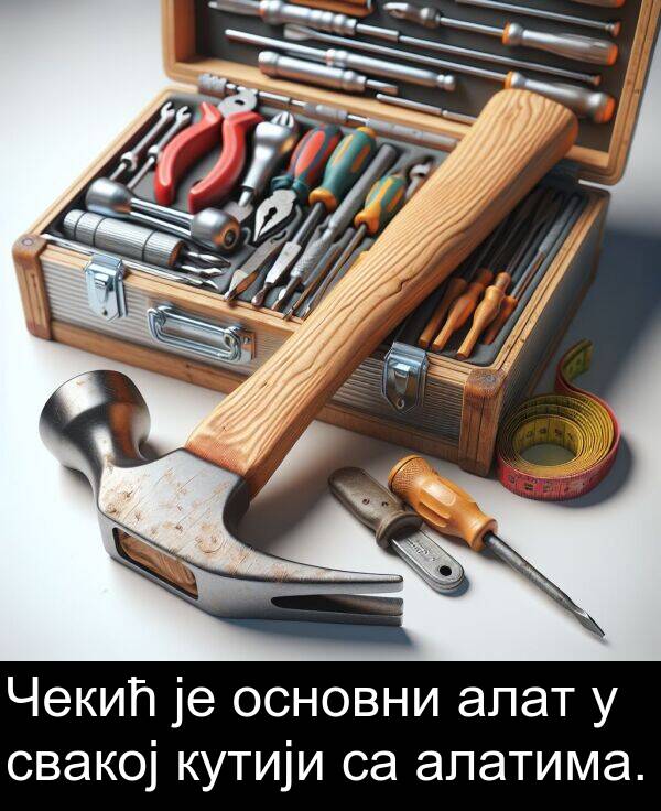 кутији: Чекић је основни алат у свакој кутији са алатима.