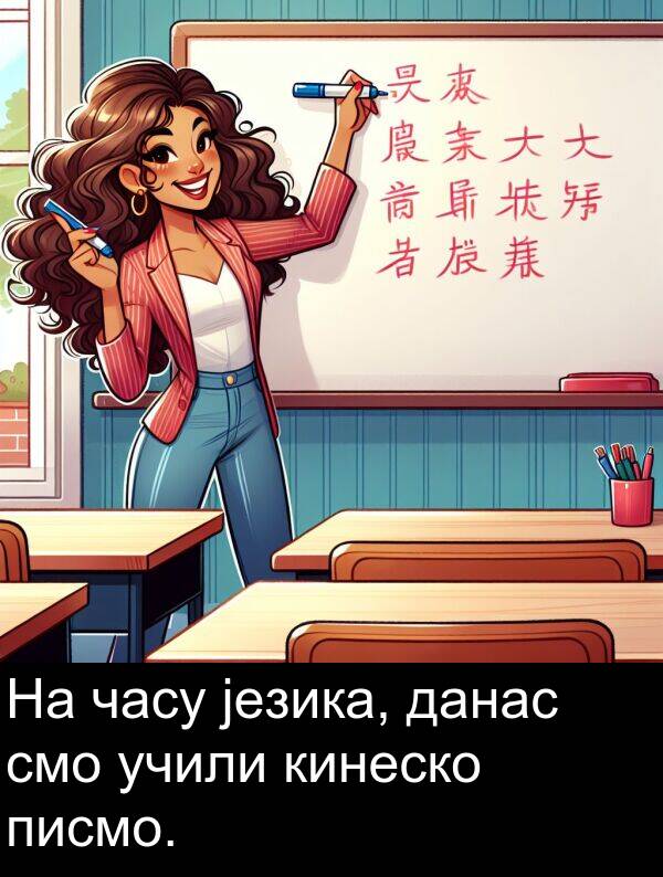 данас: На часу језика, данас смо учили кинеско писмо.