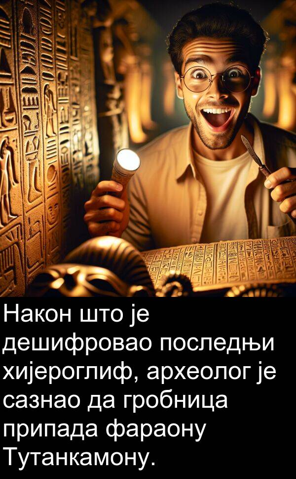 последњи: Након што је дешифровао последњи хијероглиф, археолог је сазнао да гробница припада фараону Тутанкамону.