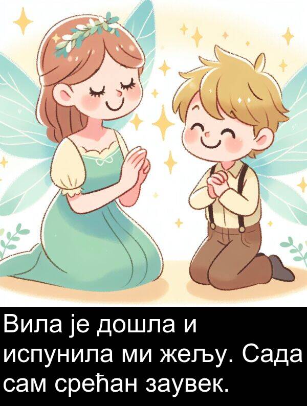 испунила: Вила је дошла и испунила ми жељу. Сада сам срећан заувек.