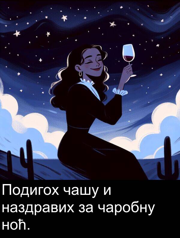 ноћ: Подигох чашу и наздравих за чаробну ноћ.